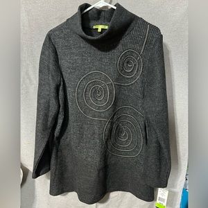 Trisha Tyler tunic length sweater charcoal grey large